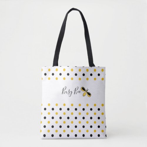 Busy Bee Black and Yellow Dots Shoulder Tote