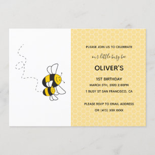 Busy bee bumblebee birthday party invitation