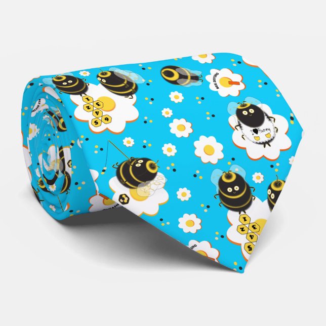Busy Bee Bumblebee Floral Whimsical Neck Tie (Rolled)