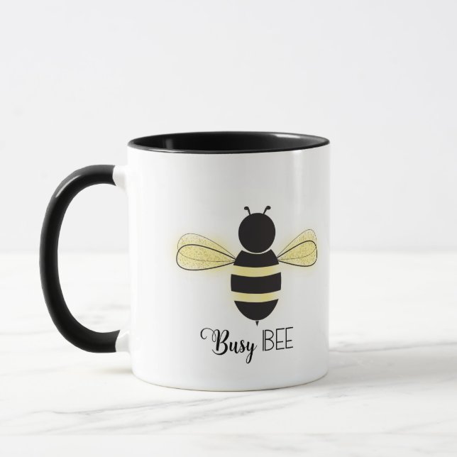 Busy Bee Buzz Whimsical Illustration Office Desk Mug (Left)