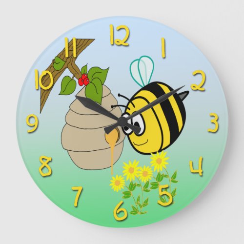 Busy Bee Cute Kids Round Wall Clock