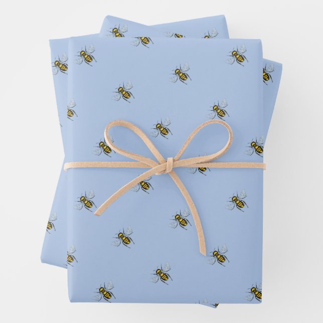 Busy Bee Cute Little Honeybee Queen Bee Wrapping Paper Sheets (In situ)
