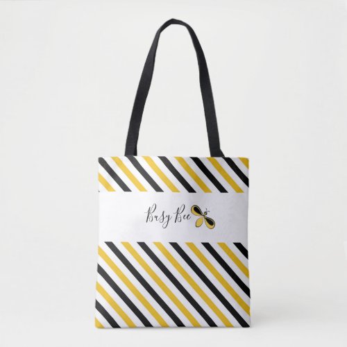 Busy Bee Diagonal Stripes Shoulder Tote