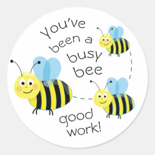Busy Bee Good Work Reward Classic Round Sticker