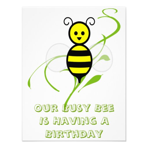 Busy Bee Honeybee Birthday Party Invitations 4.25