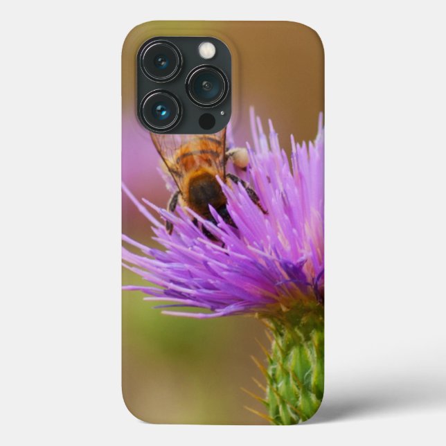 Busy Bee In Purple Thistle Close Up Photograph Case-Mate iPhone Case (Back)