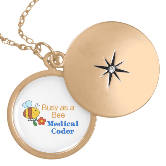 Busy Bee Medical Coder Gold Plated Necklace (Front)