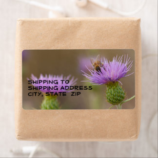 Busy Bee On Purple Thistle Photograph Custom Label