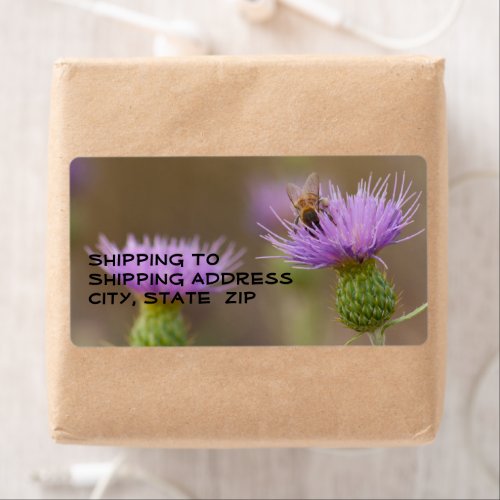 Busy Bee On Purple Thistle Photograph Custom Label