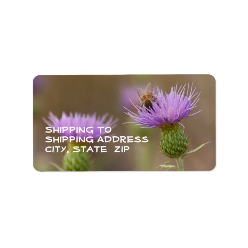 Busy Bee On Purple Thistle Photograph Label