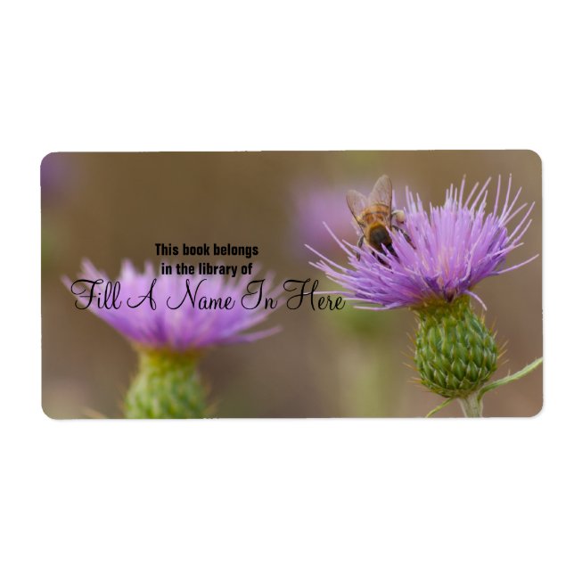 Busy Bee On Purple Thistle Photograph Label (Front)