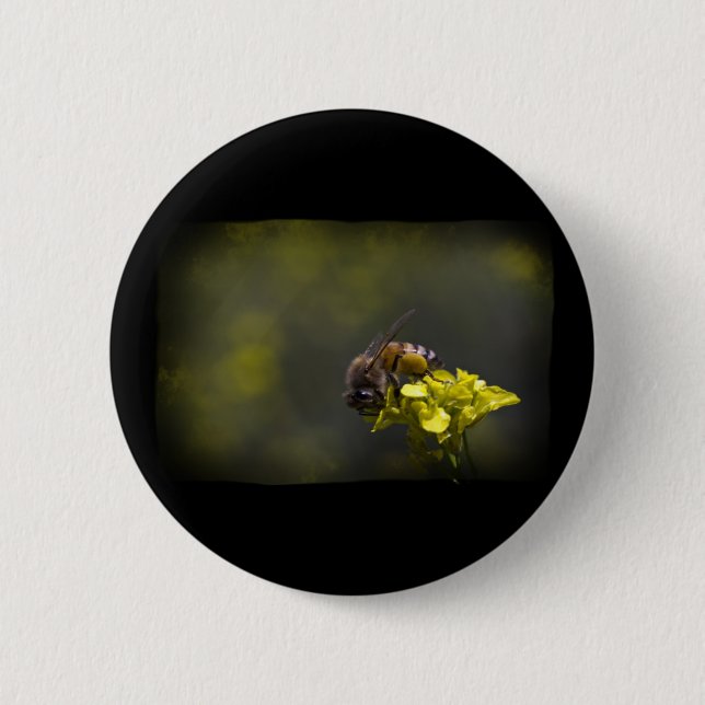 Busy Bee Pinback Button (Front)
