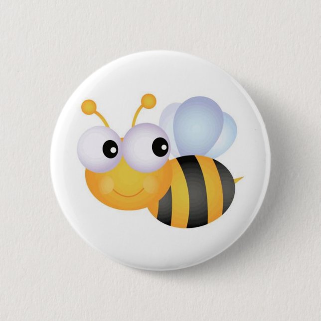 Busy Bee Pinback Button (Front)