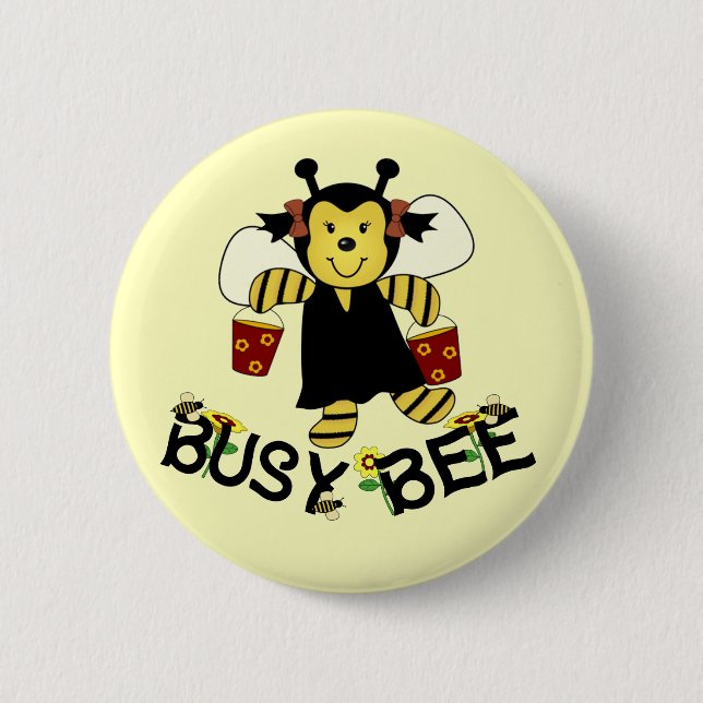 Busy Bee Pinback Button (Front)