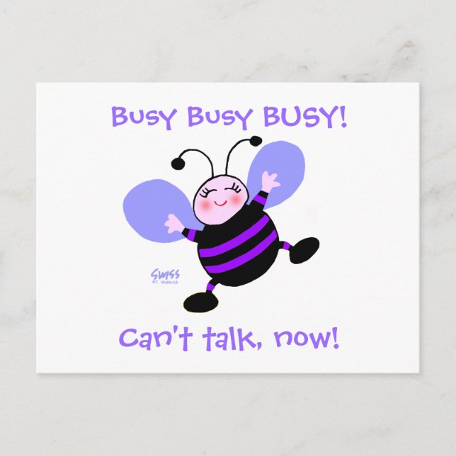 Busy Bee Single Woman's Change of Address Postcard (Front)
