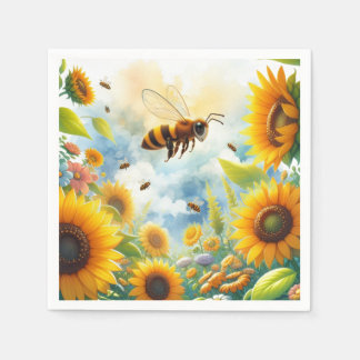 Busy Bee Sunflower Garden Theme  Napkins