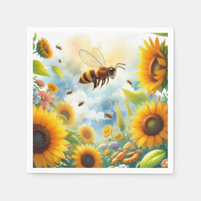 Busy Bee Sunflower Garden Theme  Napkins (Front)