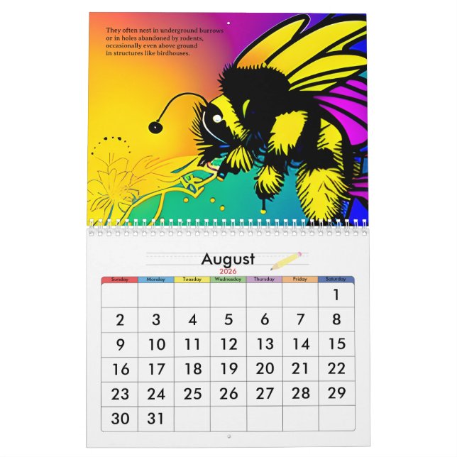 Busy-Bee Table Calendar (Aug 2026)