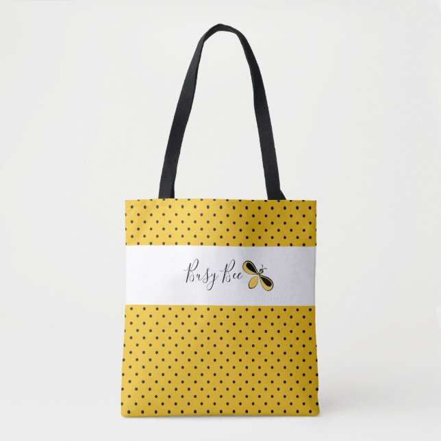Busy Bee, Tiny Black Dots Shoulder Tote (Front)