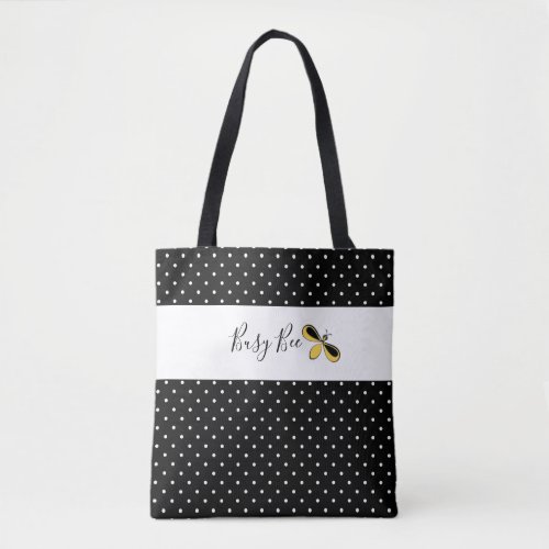 Busy Bee Tiny White Dots Shoulder Tote 