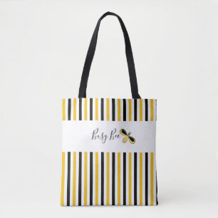 Busy Bee Vertical Stripes Shoulder Tote Bag