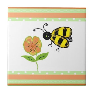 Busy Bee with Orange Flower Tile
