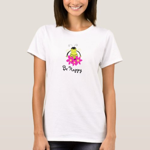 Busy Bee With Pink Flowers T_Shirt