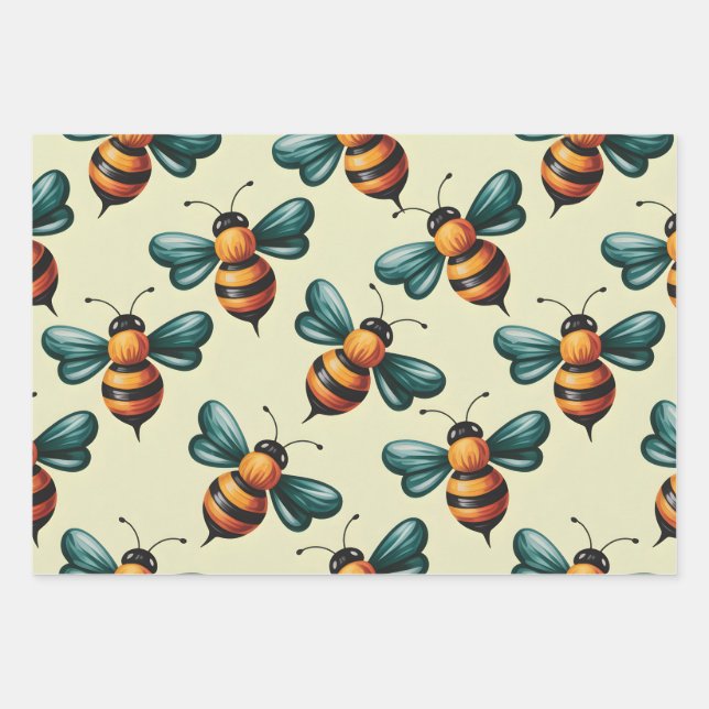 Busy Bee Wrapping Paper Sheets (Front)