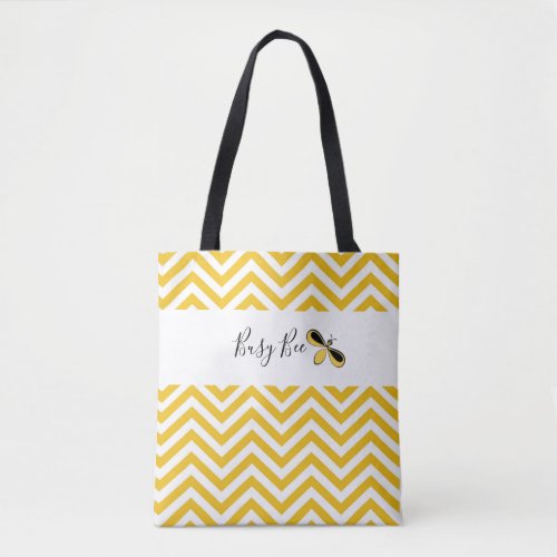 Busy Bee Yellow and White Waves Shoulder Tote