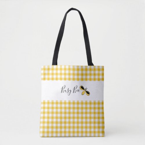 Busy Bee Yellow Gingham Shoulder Tote