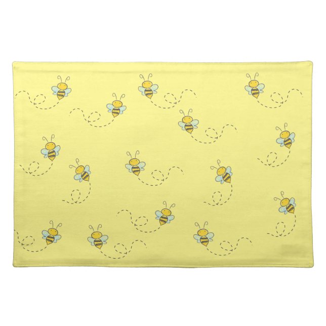 Busy Bee Yellow Pattern Cloth Placemat (Front)