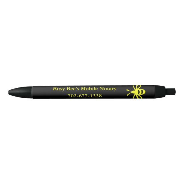 Busy Bee's Mobile Notary Black Ink Pen (Front)