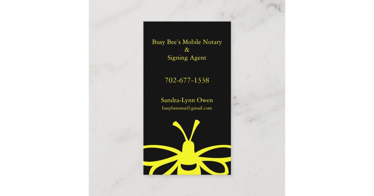 Busy Bee's Mobile Notary Loyalty Card Zazzle