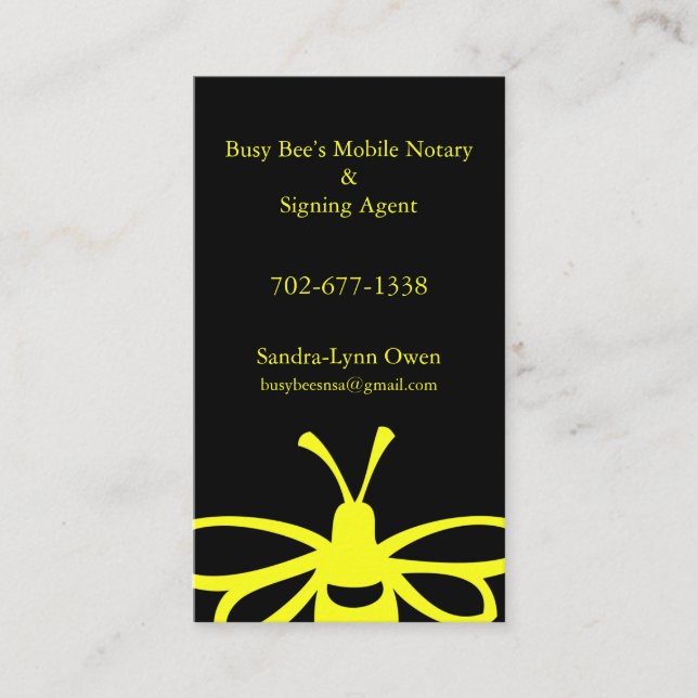 Busy Bee's Mobile Notary Loyalty Card (Front)