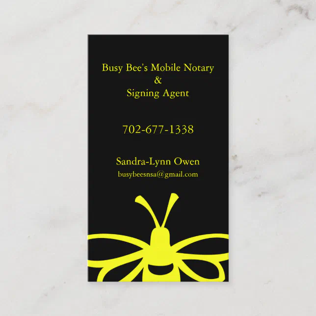 Busy Bee's Mobile Notary Loyalty Card 20 Cash Zazzle