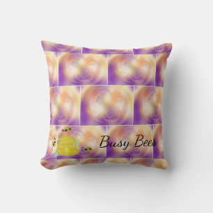 Busy Bees Multicolored Swirl Throw Pillow