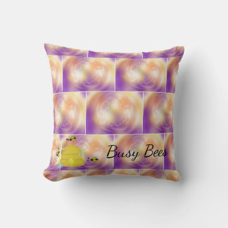 Busy Bees Multicolored Swirl Throw Pillow