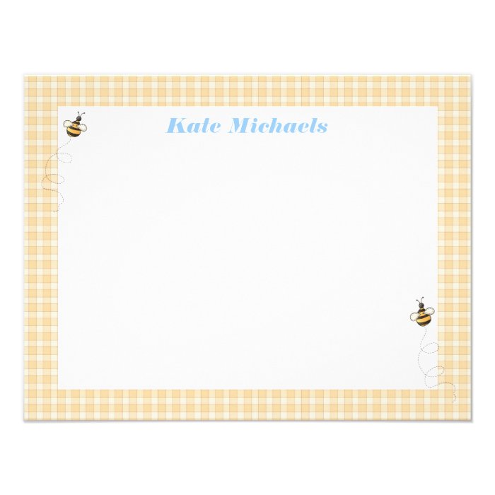 Busy Bees Personalized Stationery Custom Invite