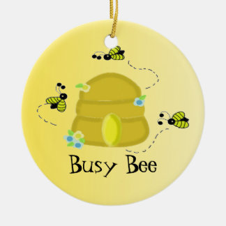 Busy Bees with Beehive Ceramic Ornament