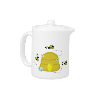 Busy Bees with Their Beehive Teapot