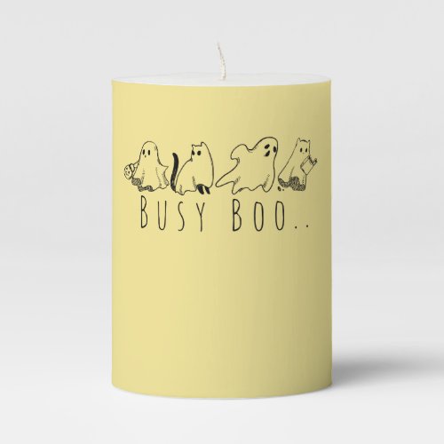 Busy Boo Funny Ghosts  Cat Reading a Book  Pillar Candle