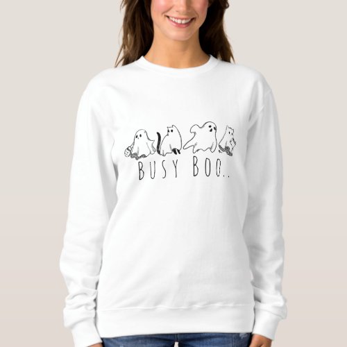Busy Boo Funny Ghosts  Cat Reading a Book  Sweatshirt