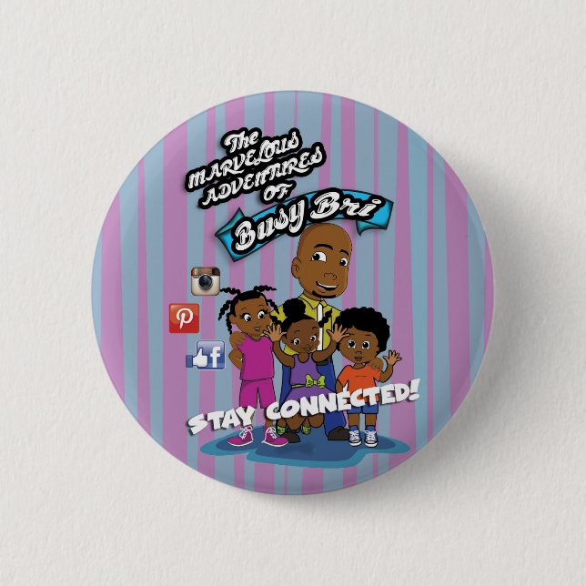 Busy Bri And Family Round Button (Front)