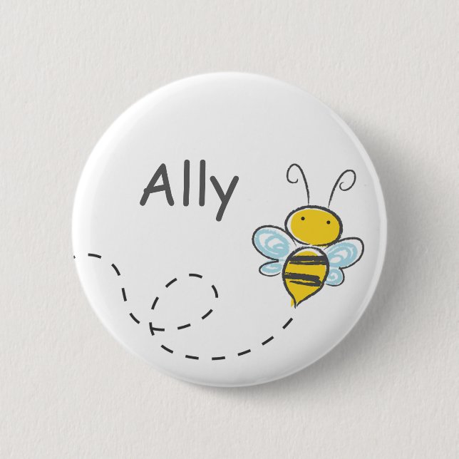 Busy Bumble Bee Pinback Button (Front)