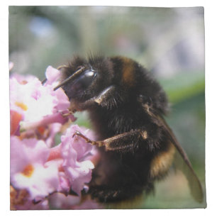 Busy Bumblebee and Pink Flowers Napkin