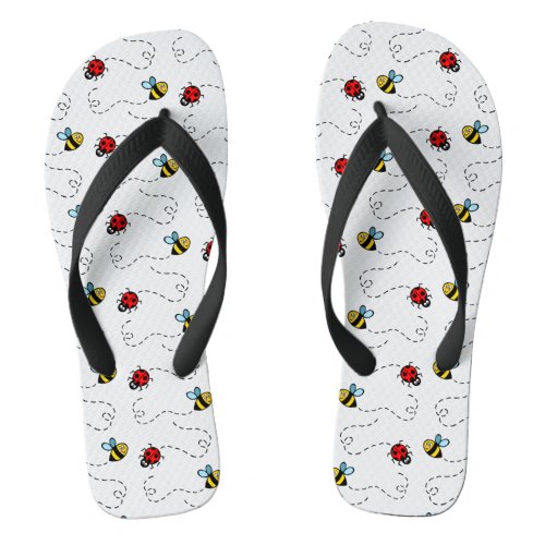 Busy Bumblebee  Ladybird Pattern Flip Flops