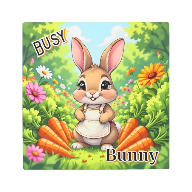 Busy Bunny | Cute Cartoon Kid's Nursery Art (Front)