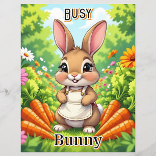 Busy Bunny Cute Cartoon Kid's Nursery Art