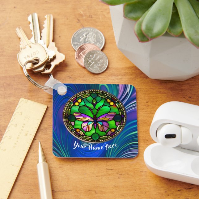Busy Butterfly Personalized Keychain (Desk)