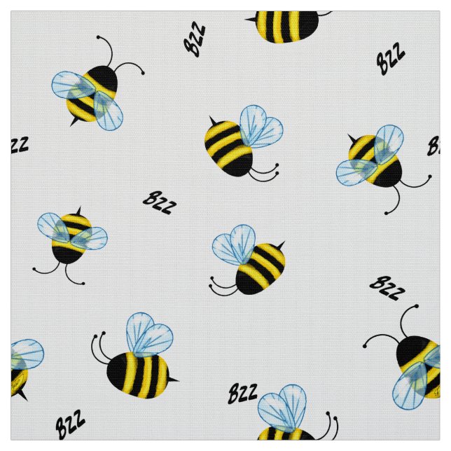 Busy Buzzing Bees Cute Honeybee Bumblebee  Fabric (Swatch)